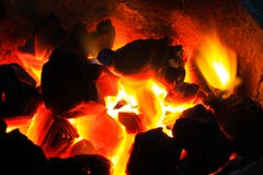 Burning Wood In Hot Stove Stock Images