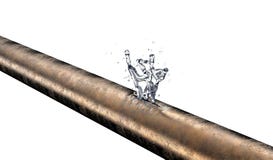 Bursted copper pipe with water leaking out Royalty Free Stock Images Bursted copper pipe with water leaking out Royalty Free Stock Images
