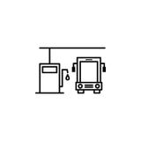 Bus, gasoline, station outline icon. Can be used for web, logo, mobile app, UI, UX vector illustration Bus, gasoline, station outline icon. Can be used for web, logo, mobile app, UI, UX vector illustration