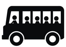 Bus passengers, black silhouette, bus and people, vector icon Stock Photography Bus passengers, black silhouette, bus and people, vector icon Stock Photography