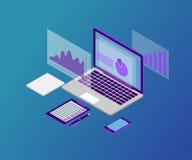 Business analysis, laptop, 3d violet 2-1 Stock Image Business analysis, laptop, 3d violet 2-1 Stock Image