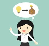 Business concept, Business woman is thinking about make money from his idea / startup. royalty free illustration Business concept, Business woman is thinking about make money from his idea / startup. royalty free illustration