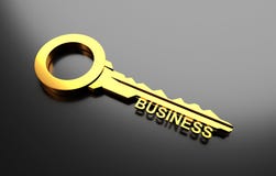 Business Concept, Golden Key With Word Business. 3D Illustration Stock Image