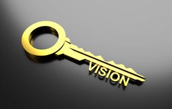 Business Concept, Golden Key With Word Vision. 3D Illustration Stock Photography
