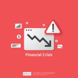 business finance crisis concept with alert exclamation mark. money graph fall down symbol. arrow decrease economy stretching vector illustration business finance crisis concept with alert exclamation mark. money graph fall down symbol. arrow decrease economy stretching vector illustration