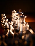 Business Game Competitive Strategy With Chess Board Game With Blur Background Stock Image