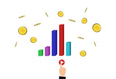 Business hand and finger target peak money bar graph pointing is royalty free illustration Business hand and finger target peak money bar graph pointing is royalty free illustration