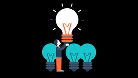 Business idea light bulb innovation animation transparent vector motion graphics