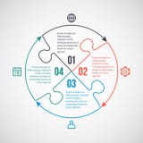 Business infographic vector template with line icons, puzzle elements for 4 options, parts, steps, processes stock illustration Business infographic vector template with line icons, puzzle elements for 4 options, parts, steps, processes stock illustration