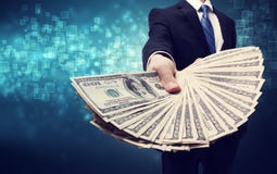 Business Man Displaying Spread Of Cash Stock Photos Business Man Displaying Spread Of Cash Stock Photos
