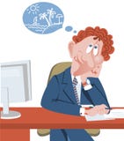 Business man dreams about summer vacation. royalty free illustration Business man dreams about summer vacation. royalty free illustration