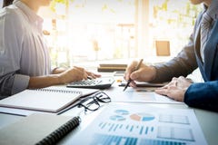 Business Man Financial Inspector And Secretary Making Report, Ca Stock Photo Business Man Financial Inspector And Secretary Making Report, Ca Stock Photo