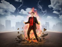 Business Man Get Rage With Flame Over His Body Royalty Free Stock Photography Business Man Get Rage With Flame Over His Body Royalty Free Stock Photography