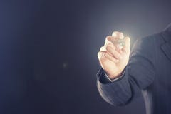 Business man with pen in front of touch screen royalty free stock photo Business man with pen in front of touch screen royalty free stock photo
