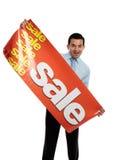 Business Or Salesman Holding Sale Banner Royalty Free Stock Photo