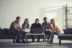 Business people connected on internet network with a laptop in a relax room. concept of startup company stock image Business people connected on internet network with a laptop in a relax room. concept of startup company stock image
