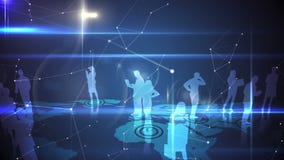 Business people connecting on blue background vector illustration Business people connecting on blue background vector illustration