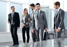 Group of young associates going to business meeting. stock image Group of young associates going to business meeting. stock image