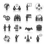Business people meeting icons set