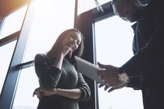 Business people connected on internet network with a tablet. concept of startup company stock image Business people connected on internet network with a tablet. concept of startup company stock image