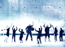 Business People Silhouette Jumping Joy Success Celebration Happiness stock photos Business People Silhouette Jumping Joy Success Celebration Happiness stock photos