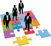 Business people solution resources puzzle