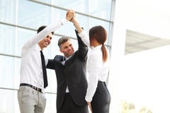 Business People. Successful Team Celebrating a Deal stock photos Business People. Successful Team Celebrating a Deal stock photos