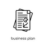 Business plan icon. Trendy modern flat linear vector Business pl stock illustration Business plan icon. Trendy modern flat linear vector Business pl stock illustration