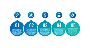 Business process. Timeline infographics with 5 steps, options, arrows and extra icons. Vector template isolated on white stock illustration Business process. Timeline infographics with 5 steps, options, arrows and extra icons. Vector template isolated on white stock illustration