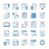Business Reports, Statical Analysis Flat Icons stock illustration Business Reports, Statical Analysis Flat Icons stock illustration