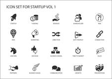Business startup icon set. Vector symbols for various business situations stock illustration Business startup icon set. Vector symbols for various business situations stock illustration