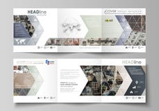 Business templates for tri fold square design brochures. Leaflet cover, abstract flat layout, easy editable vector stock illustration Business templates for tri fold square design brochures. Leaflet cover, abstract flat layout, easy editable vector stock illustration