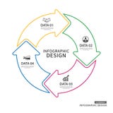 Business thin line circle arrows infographic template with 4 dat vector illustration Business thin line circle arrows infographic template with 4 dat vector illustration