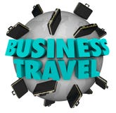 Business Travel Words Briefcases Around World vector illustration Business Travel Words Briefcases Around World vector illustration