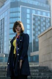 Business woman in formal clothes against the urban background royalty free stock image Business woman in formal clothes against the urban background royalty free stock image