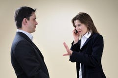 Business Woman Gesturing And Man Waiting Stock Images