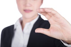 Business woman hand holding something isolated on white Stock Images Business woman hand holding something isolated on white Stock Images