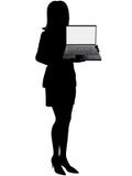 Business woman holds laptop computer to display royalty free illustration Business woman holds laptop computer to display royalty free illustration