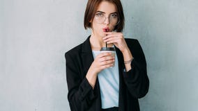 Business woman portrait coffee break copy space stock image Business woman portrait coffee break copy space stock image
