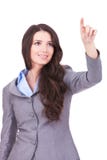 Business Woman Pushing Imaginary Screen Royalty Free Stock Photos Business Woman Pushing Imaginary Screen Royalty Free Stock Photos