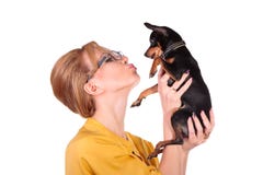 Business Woman With Little Dog Stock Photos Business Woman With Little Dog Stock Photos
