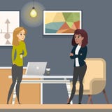 Business Women Working in Co-wotking as Freelancer stock illustration Business Women Working in Co-wotking as Freelancer stock illustration