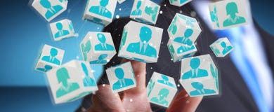Businessman using 3D rendering law cubes Stock Image Businessman using 3D rendering law cubes Stock Image