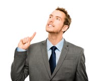 Businessman bright idea thinking creatively white background Royalty Free Stock Image Businessman bright idea thinking creatively white background Royalty Free Stock Image