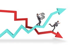 The businessman with charts of growth and decline royalty free illustration The businessman with charts of growth and decline royalty free illustration
