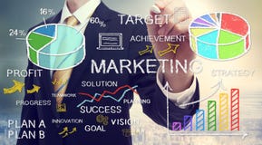 Businessman Drawing Marketing Concepts Royalty Free Stock Photo Businessman Drawing Marketing Concepts Royalty Free Stock Photo