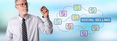 Businessman drawing social selling concept royalty free stock image Businessman drawing social selling concept royalty free stock image