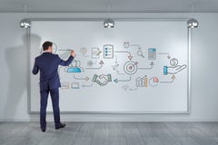 Businessman drawing thin line icon project plan presentation royalty free illustration Businessman drawing thin line icon project plan presentation royalty free illustration