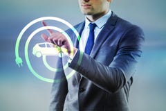 The businessman in electic vehicle concept stock photography The businessman in electic vehicle concept stock photography