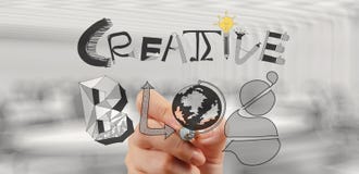 Businessman hand draws creative blog royalty free stock photos Businessman hand draws creative blog royalty free stock photos